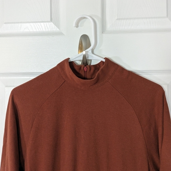 Vintage 80s Mock Neck Rosemary Brantley Burnt Orange Prairie Circle Dress Size S - Picture 7 of 9